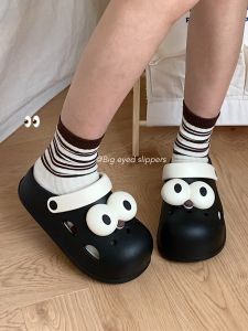 Thick Bottom EVA Clog Shoes Womens Summer Cute Big Eyes Color Block Beach Sandals Open Toe Casual Footwear for Young Ladies