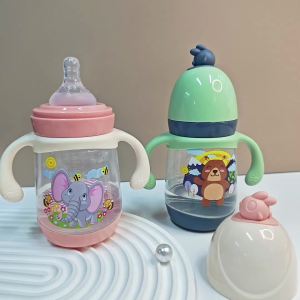 240ml baby bottle cup without straw and with lid for children aged 0-3 years old Bottle for drinking water to prevent choking and falling