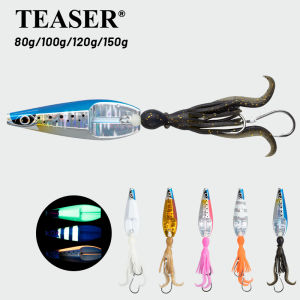 TEASER J136 Rock Hopper Inchiku Slider 80g 100g 120g 150g Jig Lure Seawater Glow Fishing Metal Bionics Jigging Bait with Hook