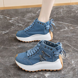 XINLIBU | High Cut Breathable Canvas Sneakers with Thick Soles