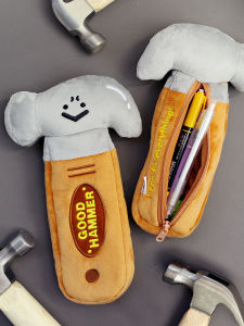 Original Large Capacity Pencil Case Funny Stationery Bag Plush Hammer Design Storage Bag for Business And Daily Learning