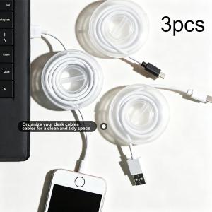 1/2/3pcs Telescopic Transparent Charging Cord Organizer Portable Charger Cord Holder Round Storage Case Minimalist Design