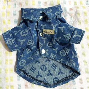 Hateli quần áo cho chó thú cưng vải denim thời trang quần áo cho mèo xuân thu có thể giặt thoáng khí áo phụ kiện cho thú cưng