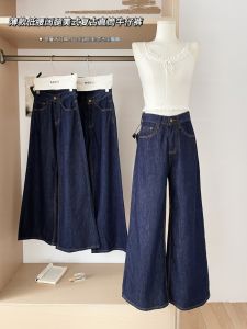 Low Waist Wide Leg Denim Jeans Women Summer Straight Thin Casual Long Pants XS Size Blue Color Natural Waist Length Jeans