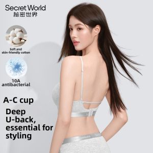 Secret World | Low Neck Invisible Seamfree Cotton Sense Gather Small Bust Light Sport Brassiere