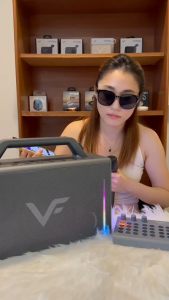 VINNFIER Tango XT9000 MAX250W Karaoke Portable Bluetooth Speaker with Sound card Mixer Controller 2 UHF Microphone