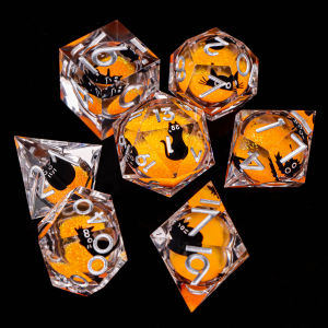 Cat Liquid Core Dice Sharp Edge Dice for Dungeons and Dragons Animal Dice Resin dnd cat dice D20 d&d dice Galaxy Dice set