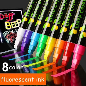 8 Colors Erasable Liquid Chalk Highlighter Fluorescent Painting Marker Pen LED Neon Advertising Blackboard Graffiti Pen