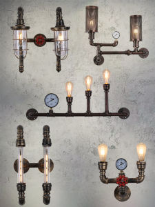 Industrial Style Wall Lamp RH American Retro Restaurant Shopstairs Pipe Art Iron Material Lighting for Dining Room Bedroom