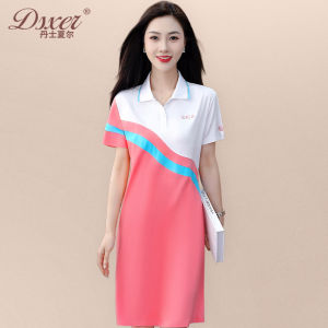 ชุดเดรสสปอร์ตแขนสั้นผู้หญิง ชุดเทนนิส POLO ทรงหลวม ทรงหลวม สีบล็อก ทรงหลวม ชุดเดรสลำลอง ฤดูร้อน 2024