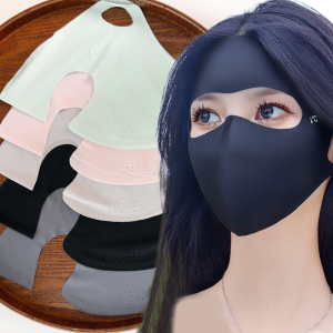 Breathable Ice Silk UV Protection Mask / Full Face Anti-UV Mask / Summer Outdoor Traceless Riding Face Mask /  UPF 50+ Sunscreen Mask / V-Shaped 3D Elastic Facekini