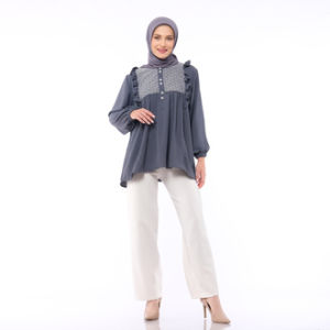 DZELLIA - Tamara Blouse Atasan kekinian in Steel blue