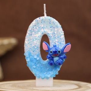 Disney cartoon Stitch 0-9 blue and white digital candle Suitable for Birthday Party Cake Decoration anniversary parties 