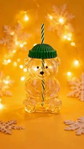 OLOEY | New Edition Little Bear Cold Drink Cup Cartoon Anime Glass Cup Portable Creative Design Cup Coffee Cup Bear Cup