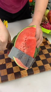 【Product Lab】Multi-functional Knife & Scoop Tool | Heavy Duty | Perfect for Kitchen & Fruit Prep | Solid Wood Handle | Triangle Watermelon Cutter