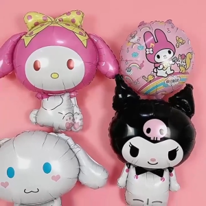 Sanrioลูกโป่งฟอยล์ ลูกโป่งฟอยล์ Happy Birthday set Kuromiลูกโป่งอลูมิเนียมฟอยล์ ลูกโป่งชุด ชุดลูกโป่งวันเกิด เซตลูกโป่ง