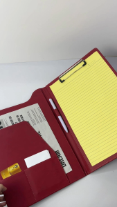 Leather Clipboard Folder Long Clipboard with Cover Two-tone Folder with Pockets Business Meeting