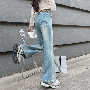 กางเกงยีนส์ทรงหลวมเอวสูงสำหรับเด็กผู้หญิง กางเกงขายาวทรงหลวมสำหรับเด็กผู้หญิง ฤดูใบไม้ผลิและฤดูใบไม้ร่วง กางเกงขายาวลำลองสำหรับเด็กผู้หญิง