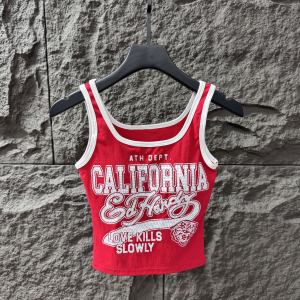 Áo Ba Lỗ Cotton Pure Cotton Slim Fit in Chữ Mùa Hè Mới Áo Sơ Mi Nữ Cổ Tròn Tay Ngắn in Họa Tiết Thời Trang