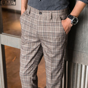 กางเกงขายาวทรงหลวมสไตล์อังกฤษสำหรับผู้ชาย ทรงสลิมฟิต ทรงธุรกิจ กางเกงขายาวทรงสลิมฟิตสำหรับใส่ไปทำงาน ทรงสก็อต ทรงลำลอง