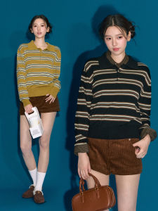 OIOI ESSE | Áo Sweater Sọc Cổ Trụ Vintage Len