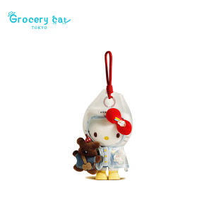 Sanrio | Cute Hello Kitty Plush Keychain Raincoat Series KT Cat Pink Bow with Glasses Cartoon Stuffed Toys Fashion Bag Doll Pendant Gifts