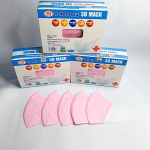 Khẩu trang mầu HỒNG 3D MASK công nghệ Nhật Bản hộp 50 chiếc.