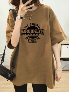 Áo Thun Cotton Dài Tay Dáng Rộng in Chữ Màu Trung Tính Mùa Hè Cho Nữ Áo Thun Thời Trang Thường Ngày Áo Thun Phong Cách Hàn Quốc