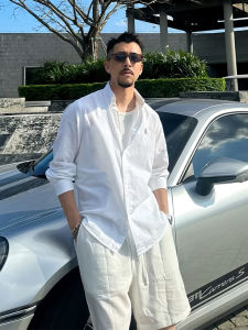 YOULIN | Relaxed Embroidered Linen Shirt Male