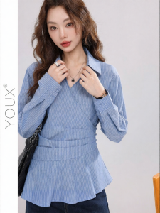 YOUXIANG | Áo Sơ Mi Slim-fit Cổ V Tay Dài