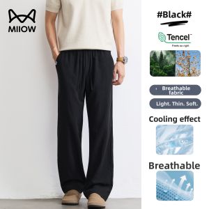 MiiOW | Bamboo Linen Light and Airy Mens Pants Loose Straight Leg