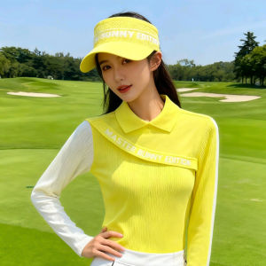 Golf Clothing - Fall/Winter Womens Long-sleeved Button-down Sweater With Patchwork Color Combination and Trendy Knitted Fabric - Warm and Comfortable With Stretch and Suitable For High-quality Fit and Shape Retention Sports Wear.