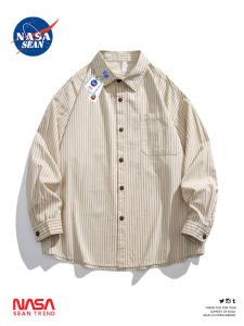 Wassup Panda Japanese Stripe Pure Cotton Mens Shirt Spring Autumn Loose Casual Handsome Long Sleeve Shirt Jacket