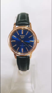 Đồng hồ SEIKO Nữ . Chính hãng Vỏ vàng . Mặt xanh . Dây da sang trọng . Hàng mới nguyên 100%
