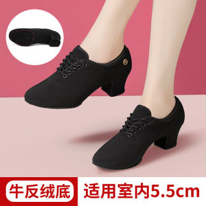 Professional รองเท้าเต้นรําแบบละตินสําหรับผู้หญิงส้นปานกลางและหนารองเท้าเต้นรําสังคม นุ่ม ด้านล่างครูทางกายภาพการฝึกอบรมรองเท้าสแควร์รองเท้าเต้นรํา