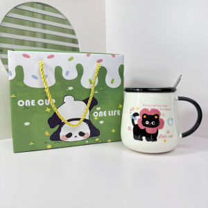 Ceramic Mug with Cover Spoon Couple Cup Birthday Gift Practical Gift for Boys and Girls Water Cup Coffee Cup Tea Cup