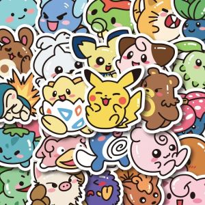 50PCS Kawaii Anime Pokemon Stickers Pikachu Decals DIY for Laptop Luggage Skateboard Phone Cartoon Kid Toy Cool Gift Stickers