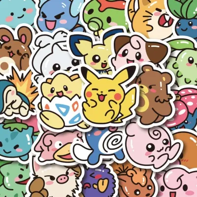 50PCS Kawaii Anime Pokemon Stickers Pikachu Decals DIY for Laptop Luggage Skateboard Phone Cartoon Kid Toy Cool Gift Stickers