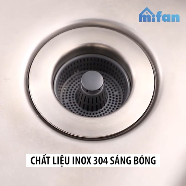 Bộ Lọc Rác Bồn Rửa Bát Inox 304 3 in 1 Mifan - Ngăn mùi hôi côn trùng, Nút chặn thoát nước, Khay giỏ lọc thức ăn thừa