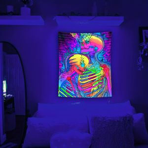 VIKAMA Cyberpunk Đầu Lâu Thảm Treo Tường Vải Polyester Phòng Khách Phòng Ngủ Âm Nhạc Đảng Chủ Đề Trang Trí Phông Nền