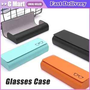 1pc Simple Leather Eyewear Case Optical Retro Myopia Glasses Sunglasses Storage Box Fashion for Men and Women