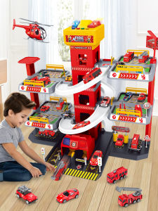 XIDIQI | Inertia Powered Firetruck & Construction Toy Car Set for Boys 3-4 Years