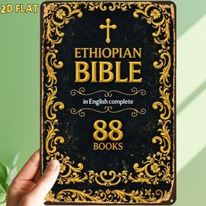 Ethiopian Bible 88 Books Vintage Metal Tin Sign Pre-Drilled Wall Art for Indoor Garden Bathroom Decor
