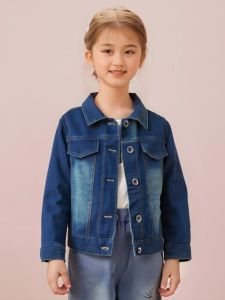 Áo Khoác Denim Trẻ Em Mùa Xuân Thu Thường Ngày Có Khóa Kéo Dài Tay Áo Phong Cách Trẻ Trung Cho Bé Gái