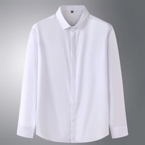 【Plus Size】10XL Men Long Sleeve Multi-Color Hidden Buttons Oversized Top Man Big Office Turn-Down Shirts