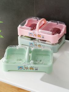 With Cover Double Layer Water Draining Soap Holder 2 Cells