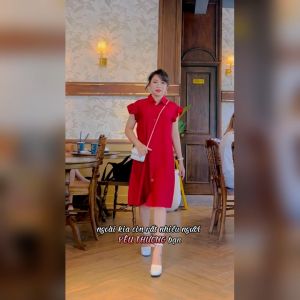 Đầm Sơ mi Lụa Linen Xước dáng suông cánh tay bèo - UT64