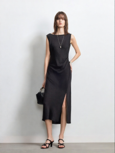 Vero Moda | New Vinegar Fiber Backless Three-dimensional Cutting Hem Slit Long Dress