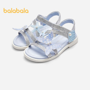 Balabala Childrens Sandals Girls Shoes 2024 Summer New Beach Shoes Non Slip Low Heel Shoes Look Sweet