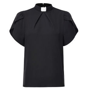 Clergy Priest Pastor Womens Shirt Preacher Minister Tops Front Pleated Blouse